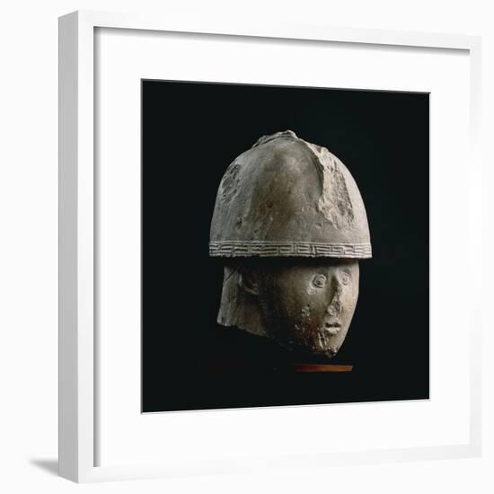 Colossal Stone Head of Warrior with Crested Helmet, from Numana, Province of Ancona-null-Framed Giclee Print
