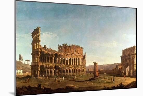 Colosseum and Arch of Constantine, Rome-Canaletto-Mounted Giclee Print