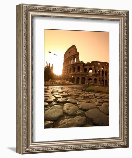 Colosseum and Via Sacra, Sunrise, Rome, Italy-Michele Falzone-Framed Photographic Print