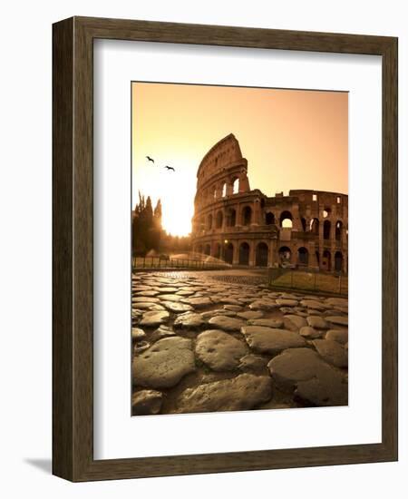 Colosseum and Via Sacra, Sunrise, Rome, Italy-Michele Falzone-Framed Photographic Print