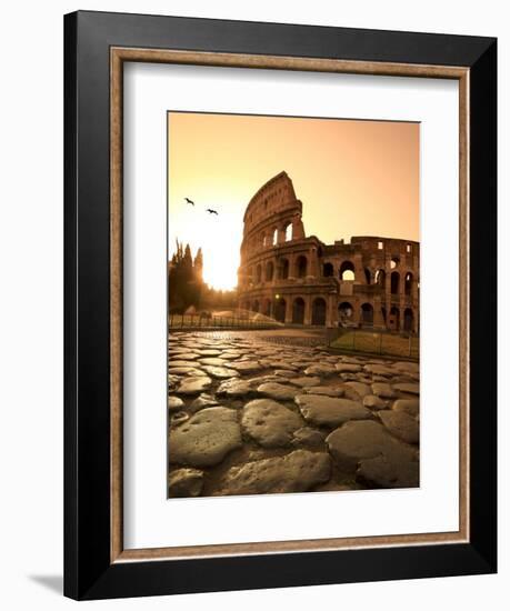 Colosseum and Via Sacra, Sunrise, Rome, Italy-Michele Falzone-Framed Photographic Print