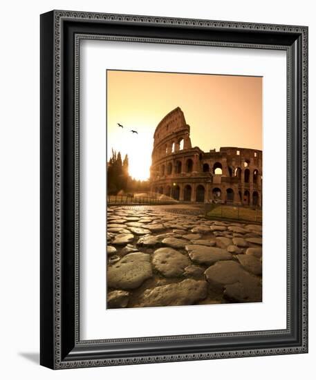 Colosseum and Via Sacra, Sunrise, Rome, Italy-Michele Falzone-Framed Photographic Print