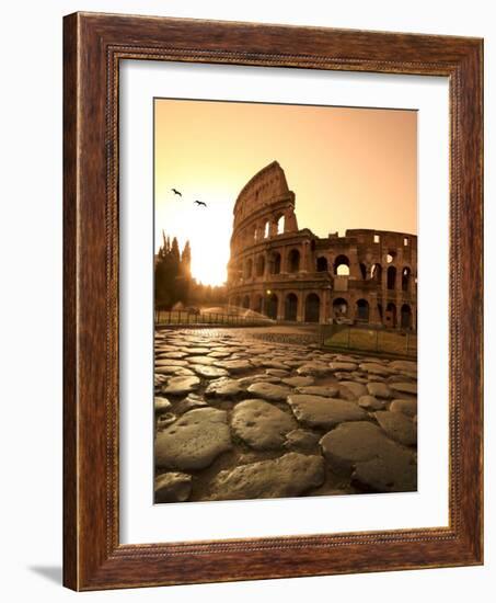 Colosseum and Via Sacra, Sunrise, Rome, Italy-Michele Falzone-Framed Photographic Print