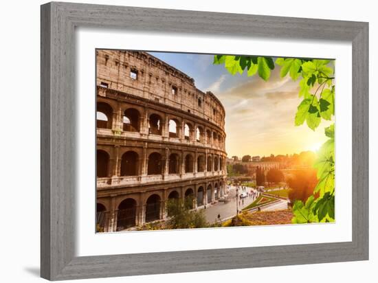 Colosseum at Sunset in Rome, Italy-sborisov-Framed Photographic Print
