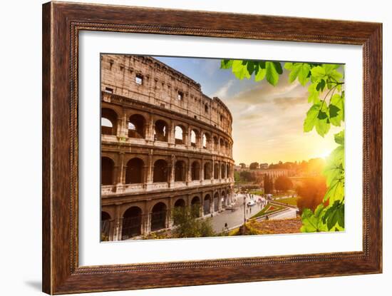 Colosseum at Sunset in Rome, Italy-sborisov-Framed Photographic Print