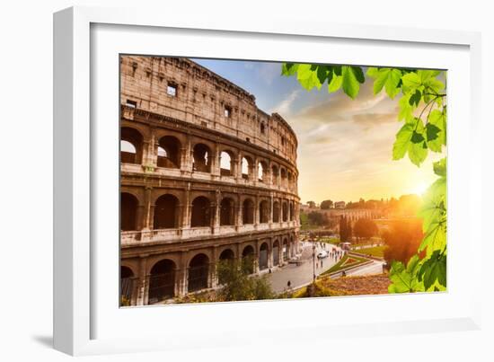 Colosseum at Sunset in Rome, Italy-sborisov-Framed Photographic Print