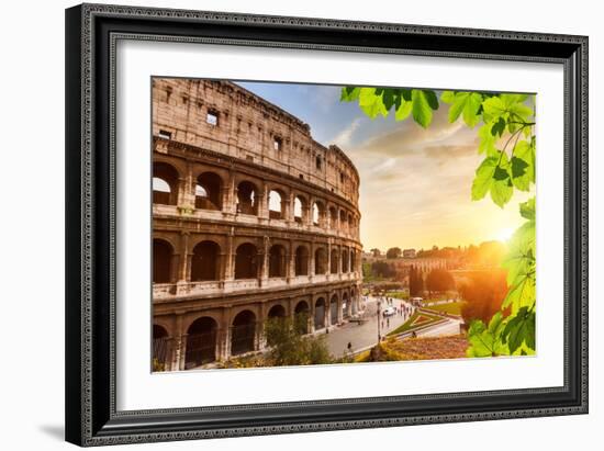 Colosseum at Sunset in Rome, Italy-sborisov-Framed Photographic Print