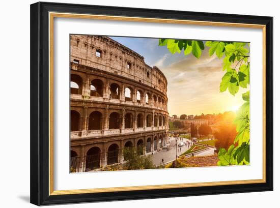 Colosseum at Sunset in Rome, Italy-sborisov-Framed Photographic Print