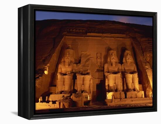 Colossi of Ramses II, Floodlit, Great Temple of Ramses II, Abu Simbel, Egypt-Strachan James-Framed Premier Image Canvas