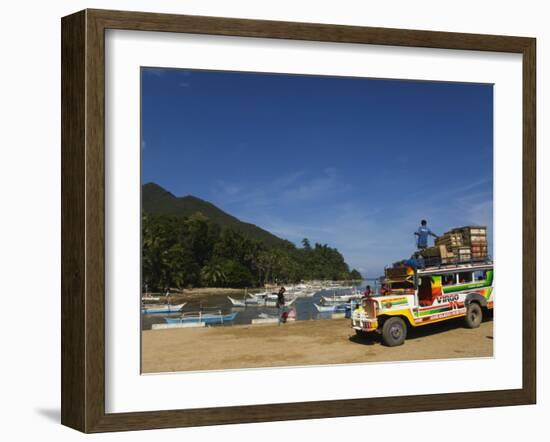 Colouful Jeepney Loading Up at Fishing Harbour, Sabang Town, Palawan, Philippines, Southeast Asia-Kober Christian-Framed Photographic Print