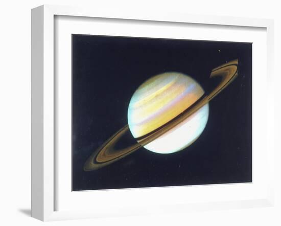 Colour-Enhanced View of Saturn, 1980-null-Framed Giclee Print