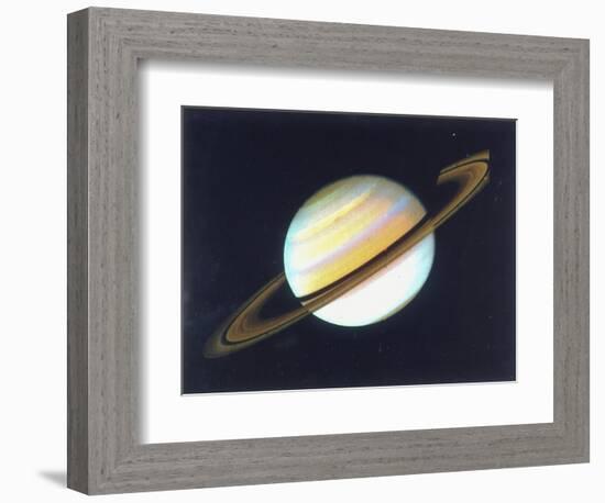 Colour-Enhanced View of Saturn, 1980-null-Framed Giclee Print