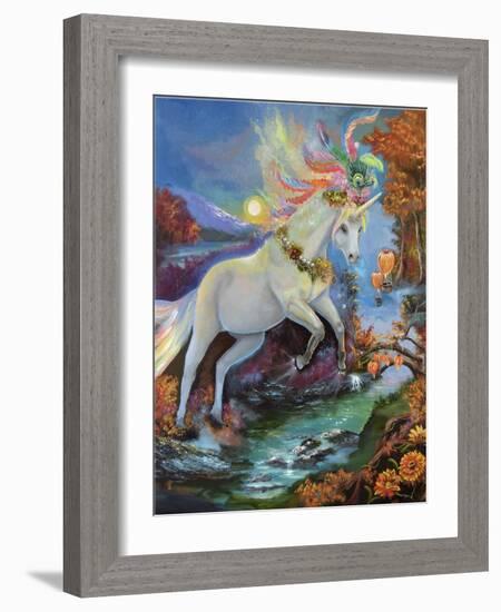 Colour-Fall Unicorn-Sue Clyne-Framed Giclee Print