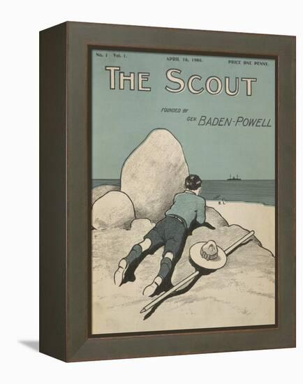 Colour Illustrated Cover Showing a Boy Scout Watching a Ship On the Horizon-null-Framed Premier Image Canvas