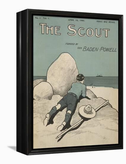 Colour Illustrated Cover Showing a Boy Scout Watching a Ship On the Horizon-null-Framed Premier Image Canvas