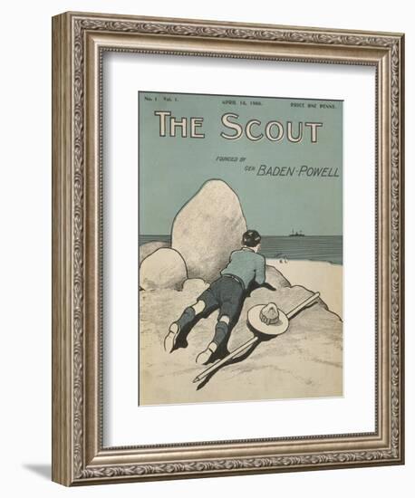 Colour Illustrated Cover Showing a Boy Scout Watching a Ship On the Horizon--Framed Giclee Print