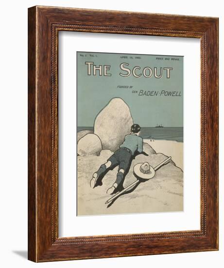 Colour Illustrated Cover Showing a Boy Scout Watching a Ship On the Horizon--Framed Giclee Print