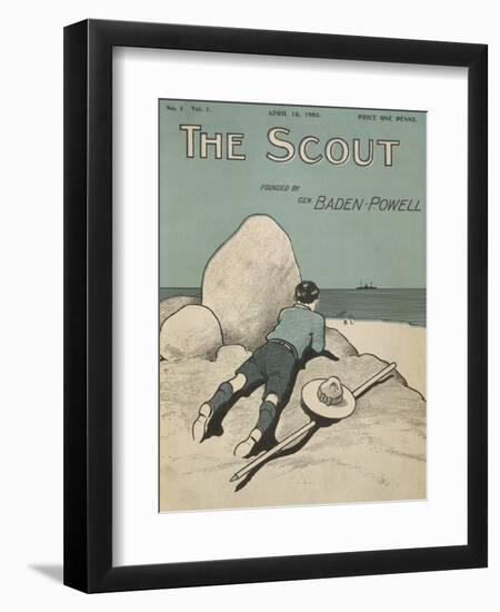 Colour Illustrated Cover Showing a Boy Scout Watching a Ship On the Horizon--Framed Giclee Print