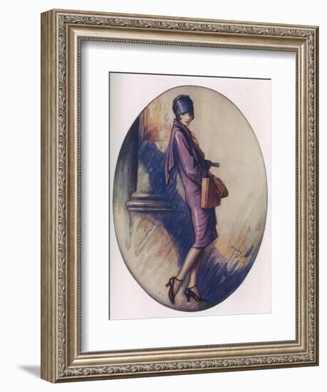 Colour Illustration by Lewis Baumer Showing a Fashionable Flapper Girl Out Shopping-null-Framed Art Print