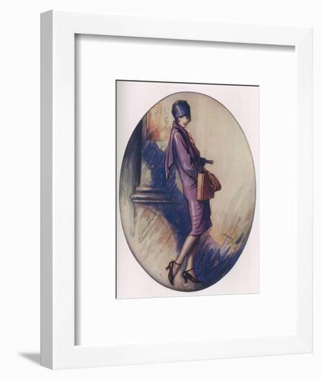 Colour Illustration by Lewis Baumer Showing a Fashionable Flapper Girl Out Shopping-null-Framed Art Print