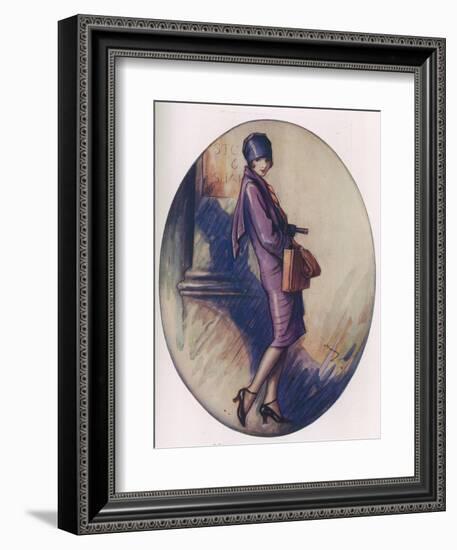 Colour Illustration by Lewis Baumer Showing a Fashionable Flapper Girl Out Shopping-null-Framed Art Print