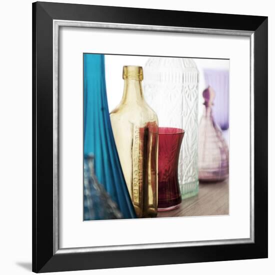 Coloured Bottles in a Row 02-Tom Quartermaine-Framed Giclee Print