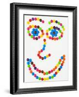 Coloured Chocolate Beans Forming a Smiling Face-Greg Elms-Framed Photographic Print
