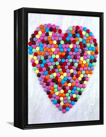 Coloured Chocolate Beans Forming Heart-null-Framed Premier Image Canvas