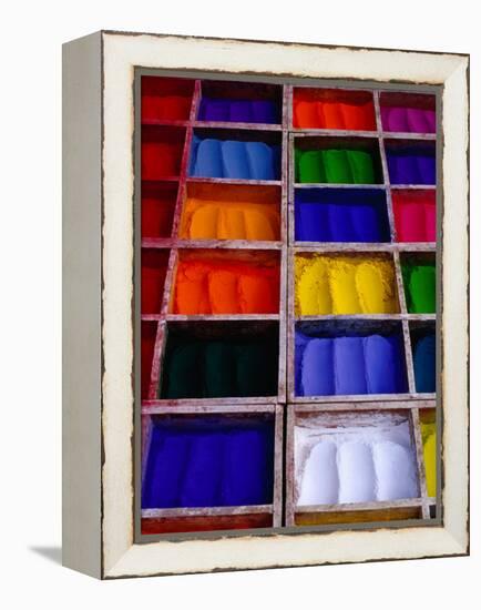 Coloured Dyes for Sale at Market Stall, Pashupatinath, Bagmati, Nepal-Richard I'Anson-Framed Premier Image Canvas