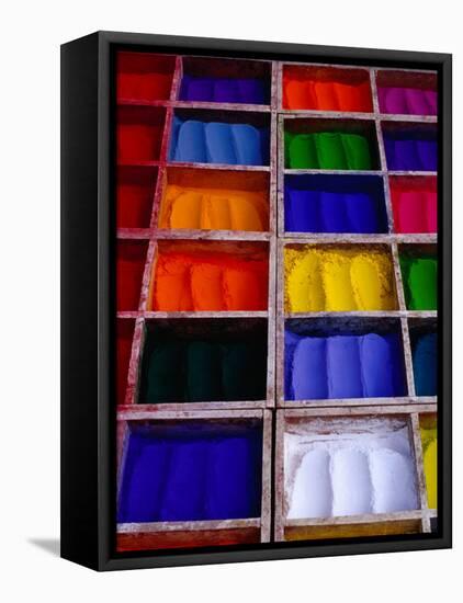 Coloured Dyes for Sale at Market Stall, Pashupatinath, Bagmati, Nepal-Richard I'Anson-Framed Premier Image Canvas