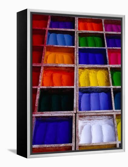 Coloured Dyes for Sale at Market Stall, Pashupatinath, Bagmati, Nepal-Richard I'Anson-Framed Premier Image Canvas