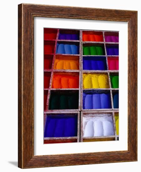 Coloured Dyes for Sale at Market Stall, Pashupatinath, Bagmati, Nepal-Richard I'Anson-Framed Photographic Print