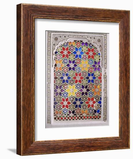 Coloured Glass Jali in Hallway Within the Palace, Deo Garh Palace Hotel, Deo Garh, India-John Henry Claude Wilson-Framed Photographic Print