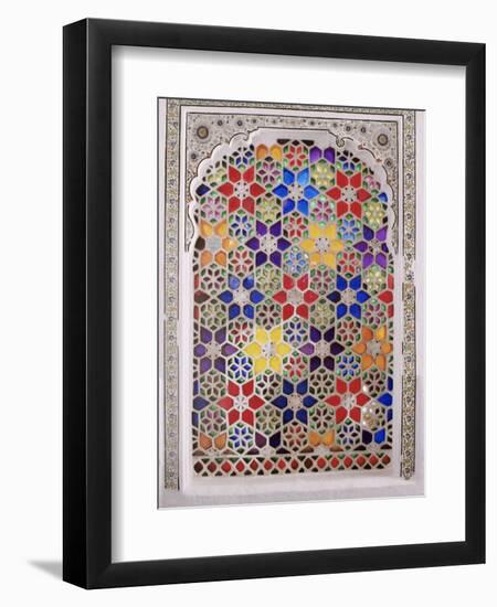 Coloured Glass Jali in Hallway Within the Palace, Deo Garh Palace Hotel, Deo Garh, India-John Henry Claude Wilson-Framed Photographic Print