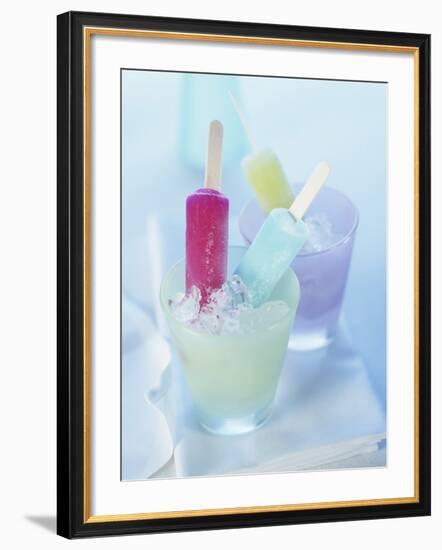 Coloured Ice Lollies in Glasses of Crushed Ice-Ian Garlick-Framed Photographic Print