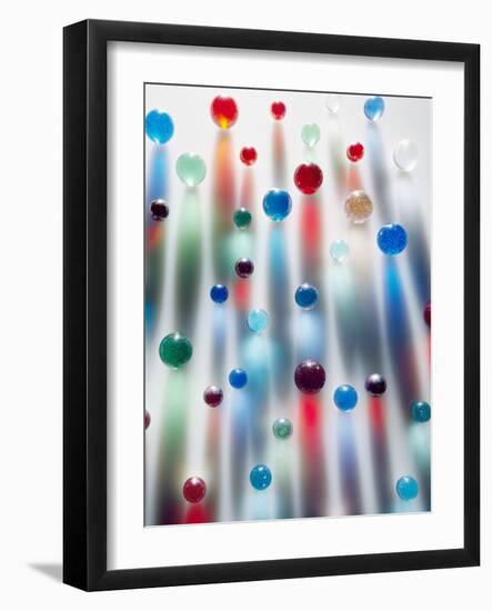 Coloured Marbles Creating Interesting Coloured Long Shadows-Frankie Angel-Framed Photographic Print