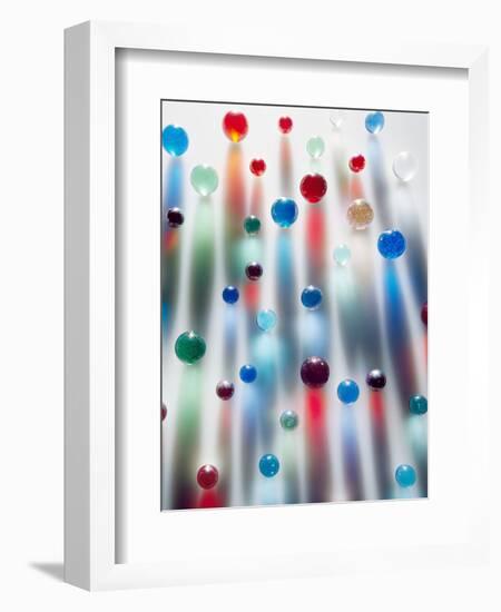 Coloured Marbles Creating Interesting Coloured Long Shadows-Frankie Angel-Framed Photographic Print