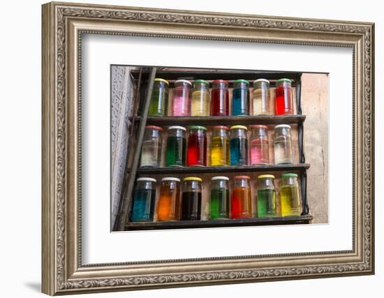 Coloured Perfumes in Glass Jars in the Souk, North Africa-Stephen Studd-Framed Photographic Print