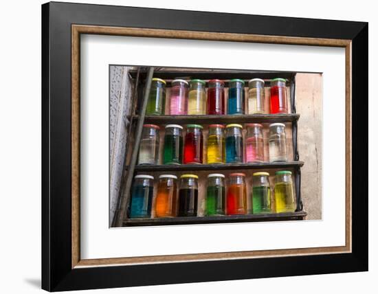 Coloured Perfumes in Glass Jars in the Souk, North Africa-Stephen Studd-Framed Photographic Print