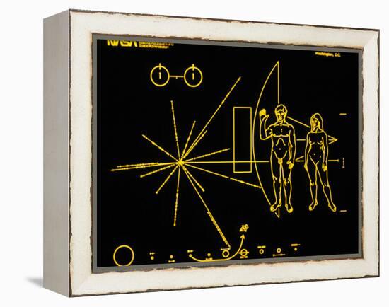 Coloured Pictorial Plaque on Pioneer 10 And 11-null-Framed Premier Image Canvas
