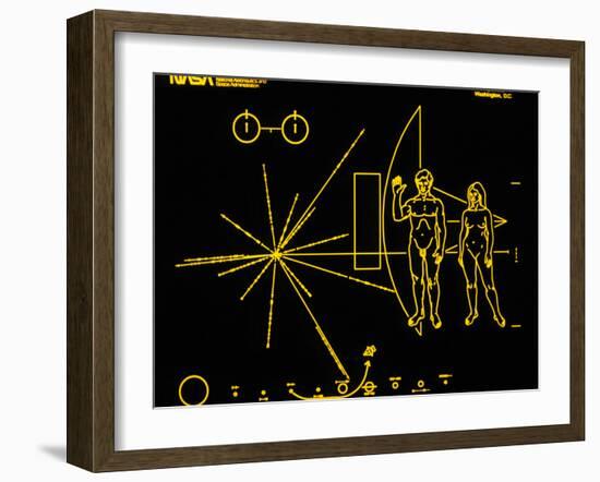 Coloured Pictorial Plaque on Pioneer 10 And 11-null-Framed Photographic Print