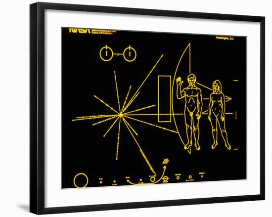 Coloured Pictorial Plaque on Pioneer 10 And 11-null-Framed Photographic Print