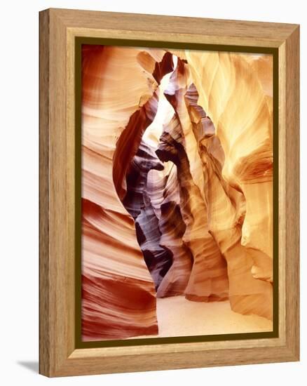 Coloured Rock in Waves Formation in Upper Antelope Canyon, Slot Canyon, Page, Arizona, USA-Roy Rainford-Framed Premier Image Canvas