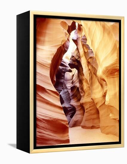 Coloured Rock in Waves Formation in Upper Antelope Canyon, Slot Canyon, Page, Arizona, USA-Roy Rainford-Framed Premier Image Canvas