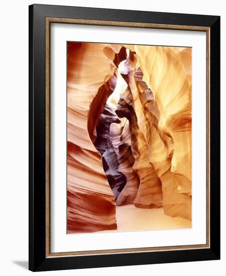 Coloured Rock in Waves Formation in Upper Antelope Canyon, Slot Canyon, Page, Arizona, USA-Roy Rainford-Framed Photographic Print