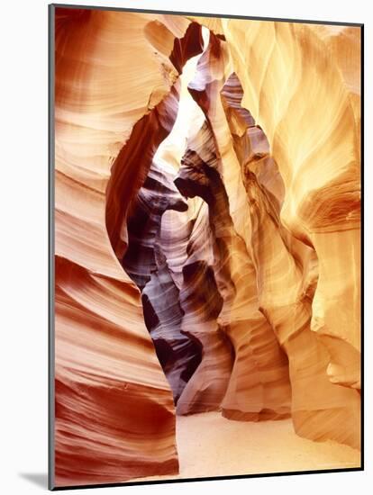 Coloured Rock in Waves Formation in Upper Antelope Canyon, Slot Canyon, Page, Arizona, USA-Roy Rainford-Mounted Photographic Print