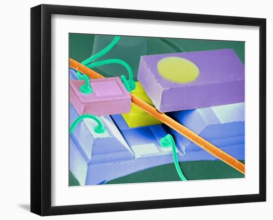 Coloured SEM of a Laser Unit for Fibre Optics-Volker Steger-Framed Photographic Print