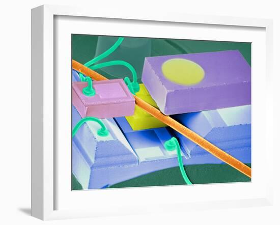 Coloured SEM of a Laser Unit for Fibre Optics-Volker Steger-Framed Photographic Print