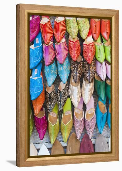 Colourful Babouche for Sale in Thesouks in the Old Medina-Matthew Williams-Ellis-Framed Premier Image Canvas