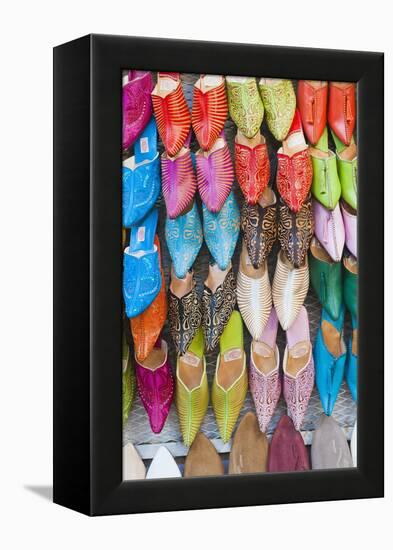 Colourful Babouche for Sale in Thesouks in the Old Medina-Matthew Williams-Ellis-Framed Premier Image Canvas